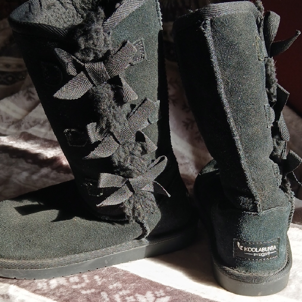 Koolaburra Black Kids Boots with Bow Accents
